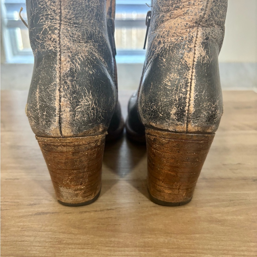 Women’s Bed Stu Yell Black and Brown Distressed Leather Ankle Boots - Picture 8 of 12